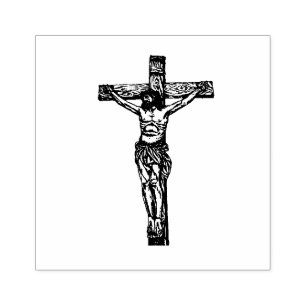 Jesus på Kor Crucifixens Religiösa katolik Stämpel