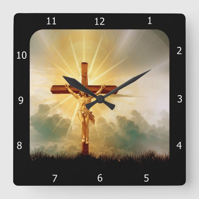 JESUS PÅ KOR FYRKANTIG KLOCKA (Framsida)