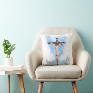 Jesus på kors med fåglar Kudd Kudde