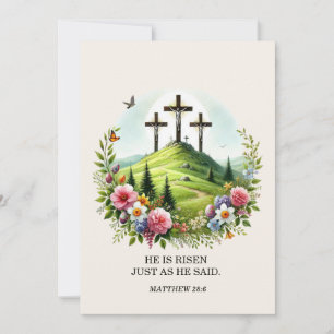 Jesus på korset Han är uppstånden påsk Julkort