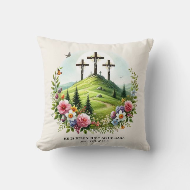 Jesus på korset Han är uppstånden påsk Kudde (Framsida)