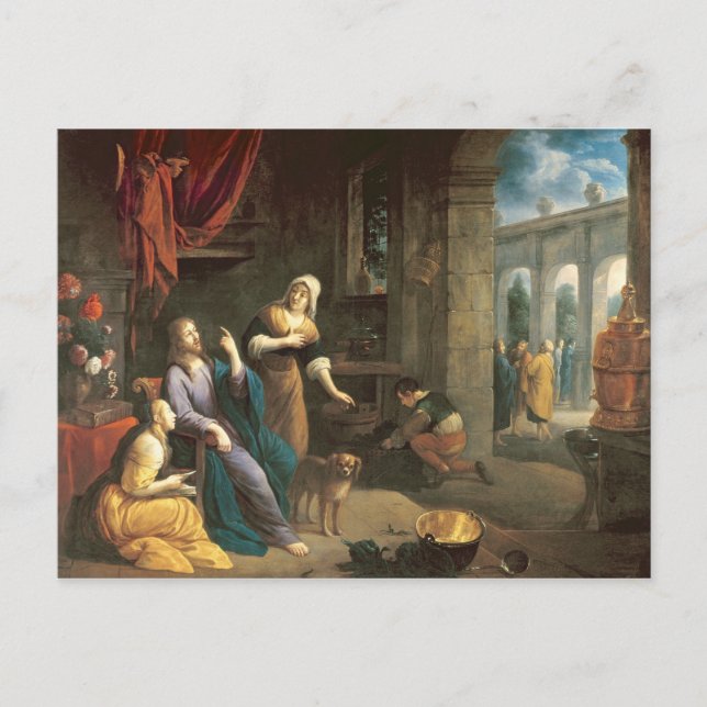 Jesus på Marthas och Marjas hem Vykort (Framsida)