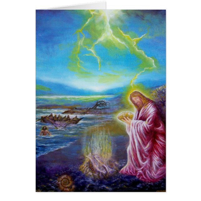 JESUS PÅ SEASHORE, St John 21 Hälsningskort (Framsidan)