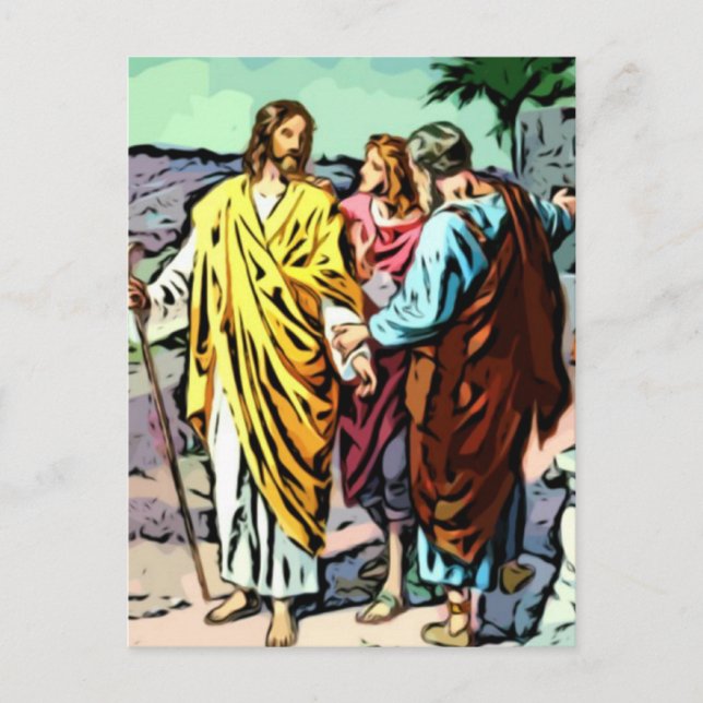 Jesus på väg till emmaus vykort (Framsida)