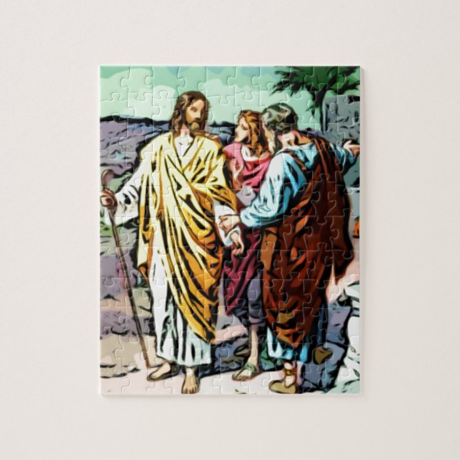 Jesus på vägen till Emmaus Pussel (Vertikal)