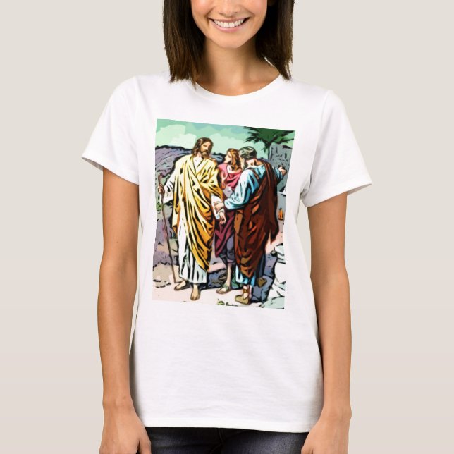 Jesus på vägen till Emmaus T Shirt (Framsida)