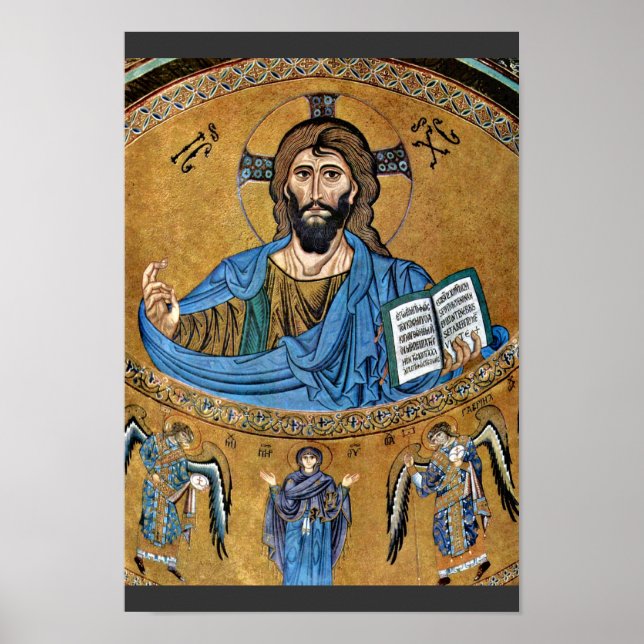 Jesus Pantocrator by Meister Von Cefalã¹ (Bästa Qu Poster (Framsidan)