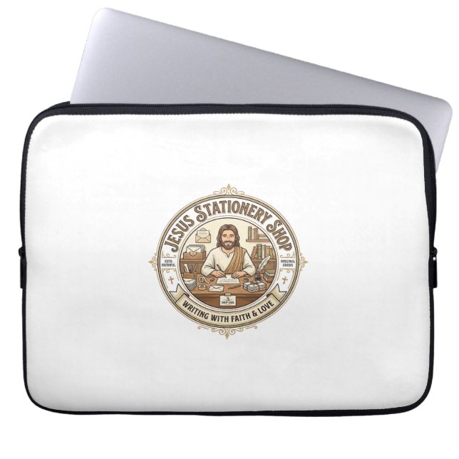 Jesus Pappershandel Jesus Pappershandel Kristus Laptop Fodral (Framsidan)