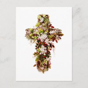 Jesus påsk söndag blommande kors  vykort