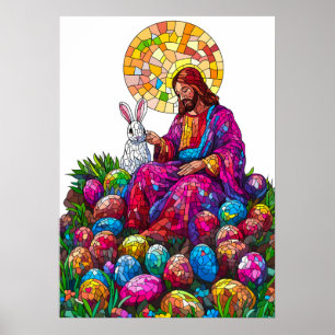 Jesus Påskhare av fastnat glas Poster