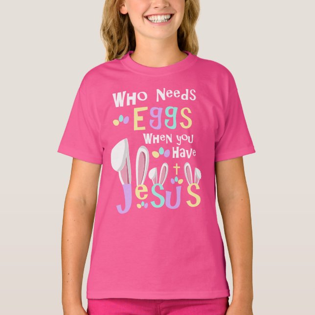 Jesus Påskhare| Flickor Påsk T Shirt (Framsida)