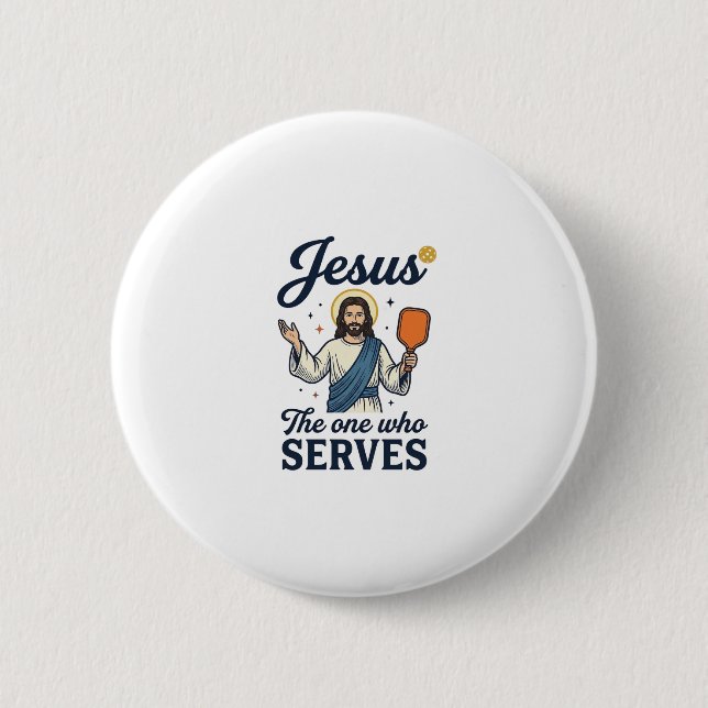 Jesus Pickleball Den Som Servar Shirt Knapp (Framsida)