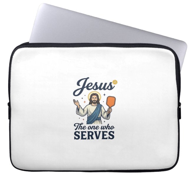 Jesus Pickleball Den Som Servar Shirt Laptop Fodral (Framsidan)