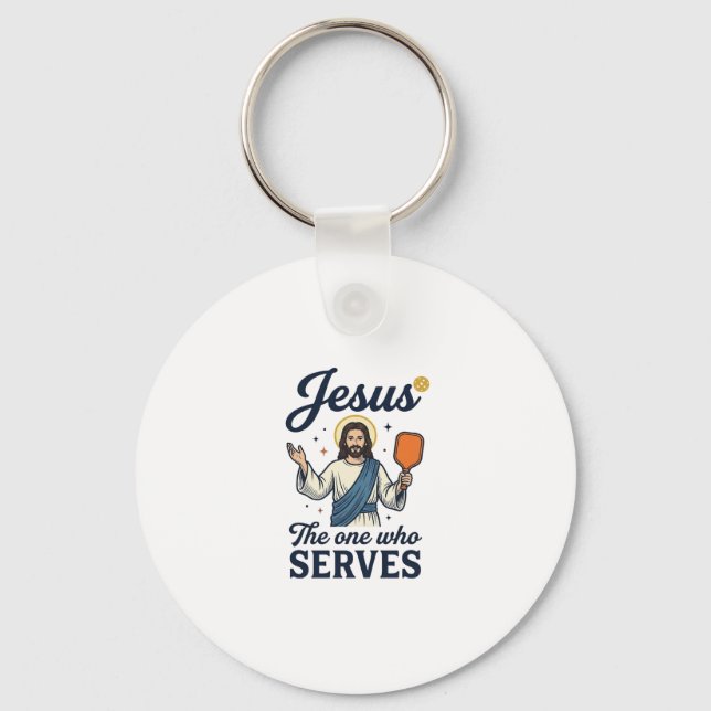 Jesus Pickleball Den Som Servar Shirt Nyckelring (Framsida)