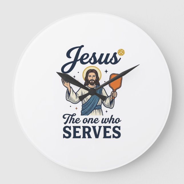 Jesus Pickleball Den Som Servar Shirt Stor Klocka (Framsida)