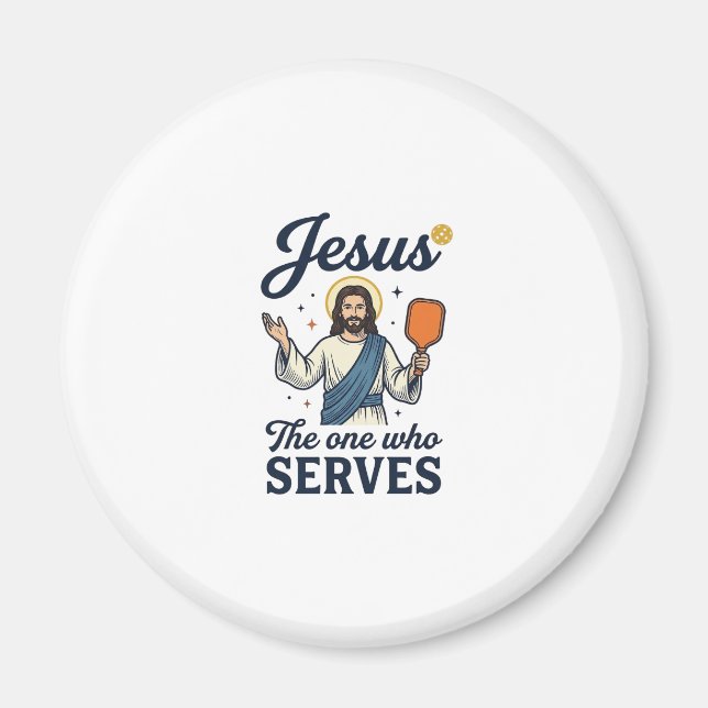 Jesus Pickleball Den Som Servar T-Shirt Magnet (Framsidan)