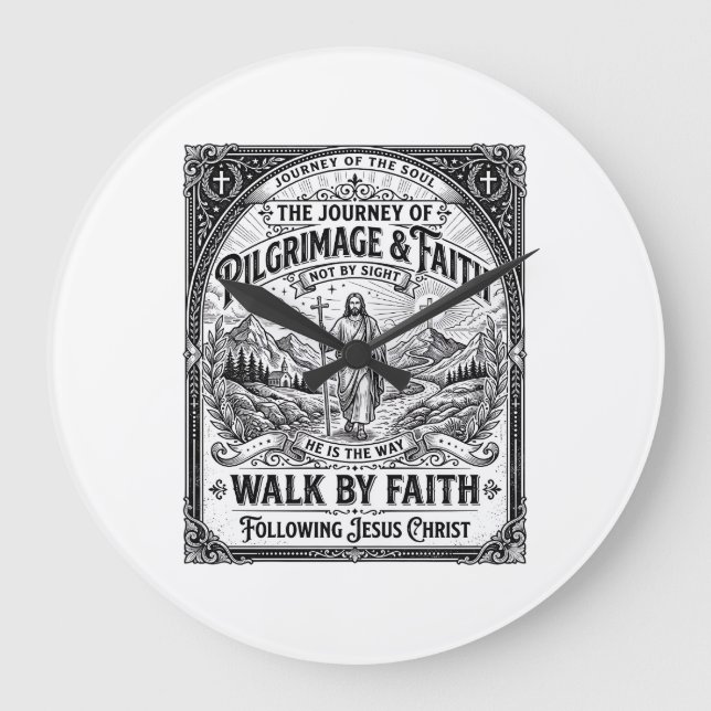 Jesus pilgrimsfärd Camino hel resa Stor Klocka (Framsida)
