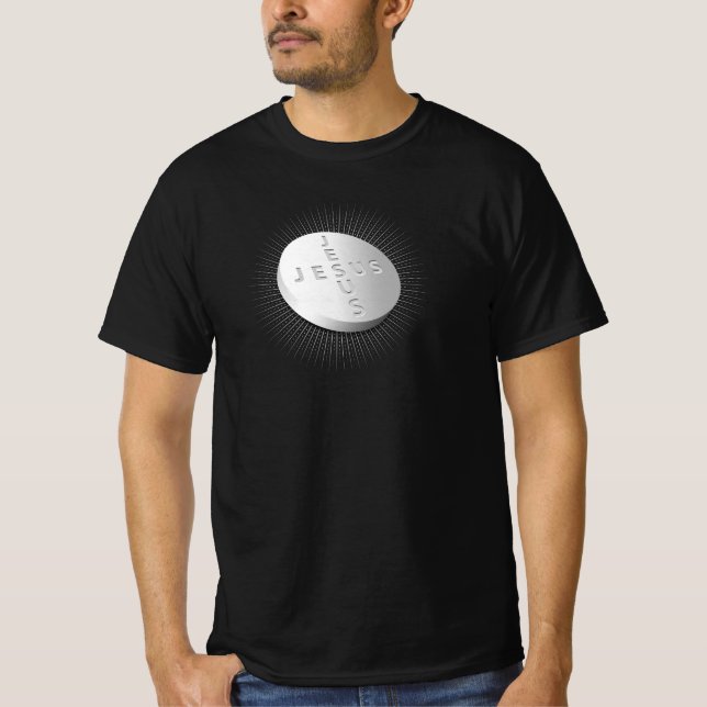 Jesus Pill Tablet Christian Religiösa Kor Heals T Shirt (Framsida)