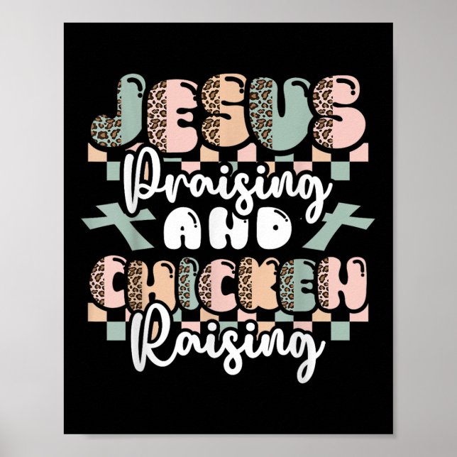 Jesus Pising Chicken Raising Christian Funny Far Poster (Framsidan)