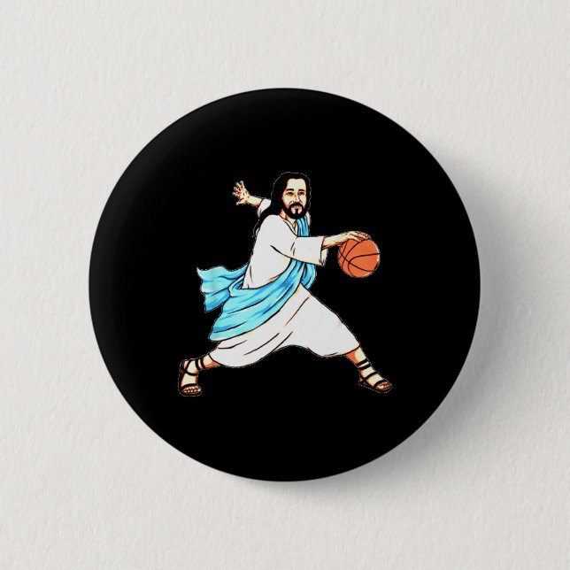 Jesus Play Basketball Roligt jul Knapp (Framsida)