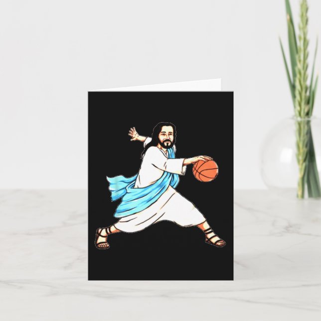 Jesus Play Basketball Roligt jul Kort (Framsida)