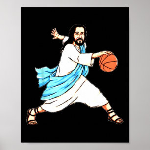 Jesus Play Basketball Roligt jul Poster