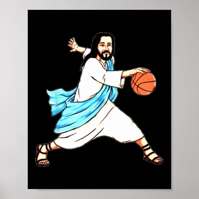 Jesus Play Basketball Roligt jul Poster (Framsidan)