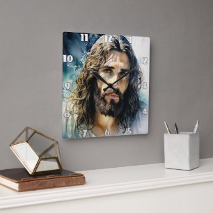 Jesus porträtt fyrkantig klocka