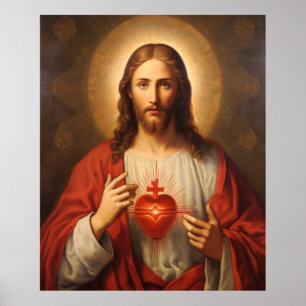 Jesus Porträtt hjärta Poster