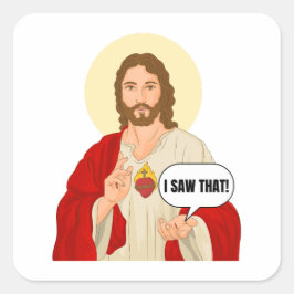Jesus porträtt-klistermärke - jag såg den Religiös Fyrkantigt Klistermärke