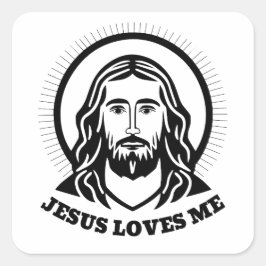 Jesus porträtt-klistermärke - Jesus kärlek mig Fyrkantigt Klistermärke