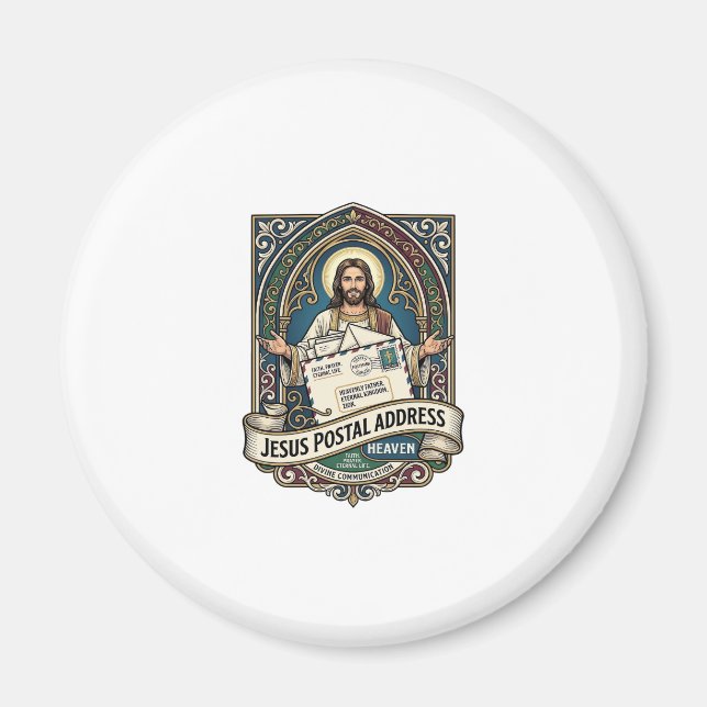Jesus postadress himmel Jesus postadress himmel H Magnet (Framsidan)