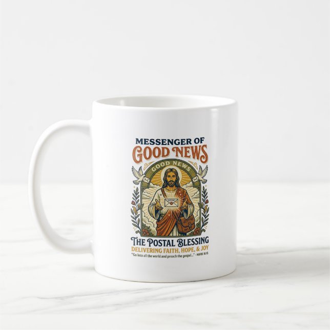 Jesus Postarbetare Leverans Tröja Tro Baserad Desi Kaffemugg (Vänster)