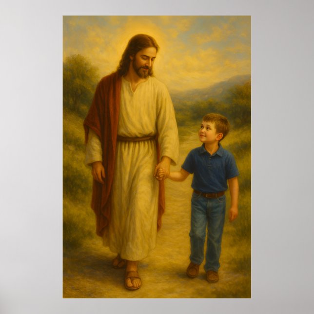 Jesus Poster med Boy™ LDS Wall Art (Framsidan)