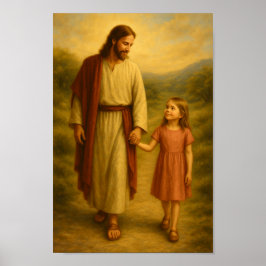 Jesus Poster med Girl LDS Wall Art