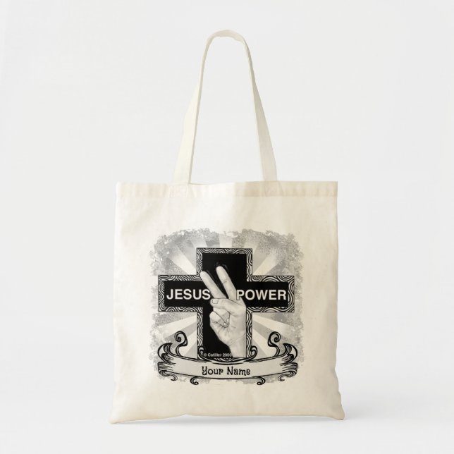 Jesus Power christian tote bag Tygkasse (Framsidan)