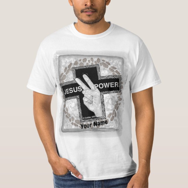 Jesus Power kristen kors t-shirt (Framsida)