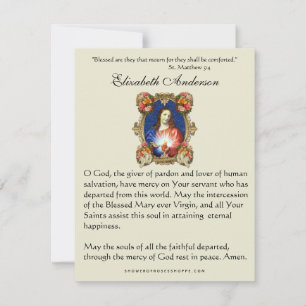 Jesus Prayer-kort för katolsk begravning Meddelande