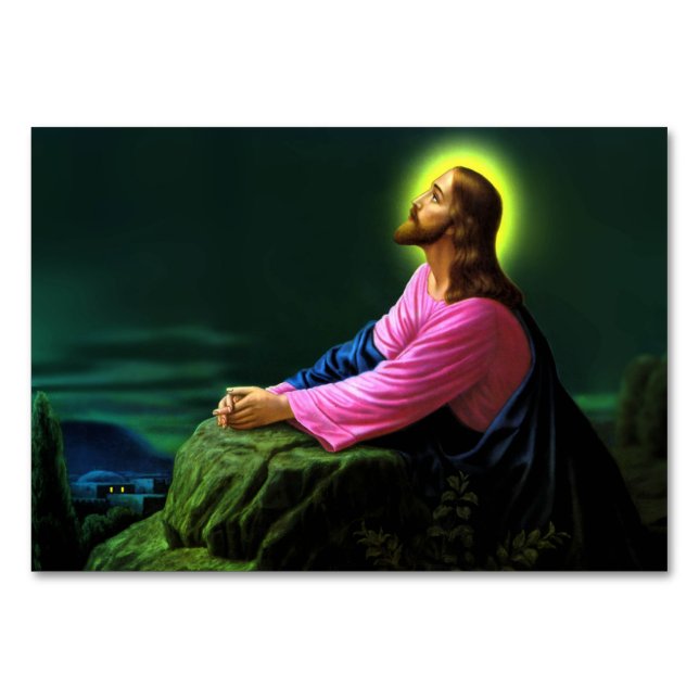 Jesus Praying Catholique Poster Greetingscard Bordsnummer (Framsidan)