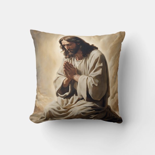 Jesus Praying Dekorativ kudde (Framsida)