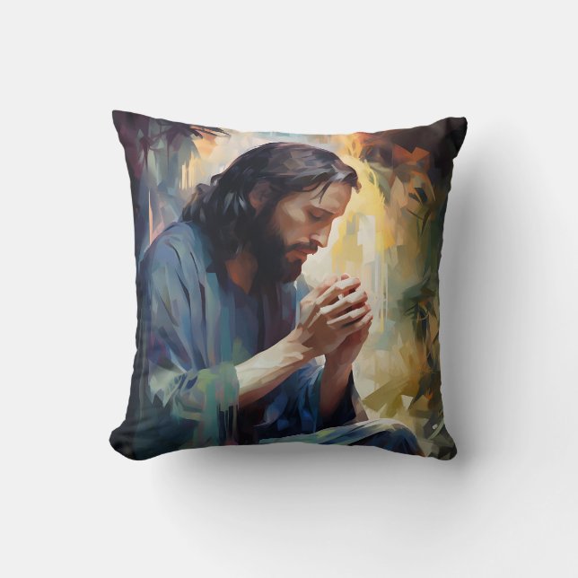 Jesus Praying Dekorativ kudde (Framsida)