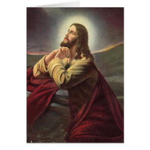 Jesus Praying Hälsningskort