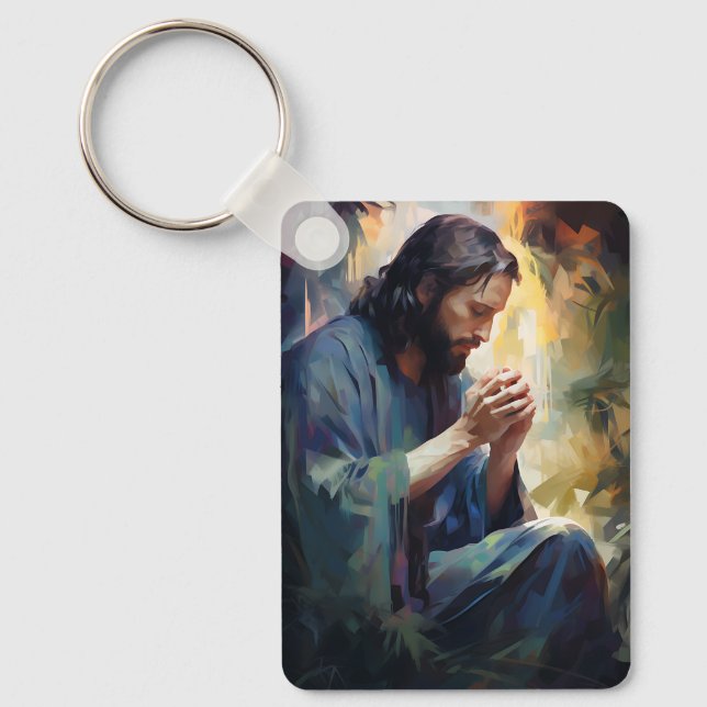 Jesus Praying Keychain Nyckelring (Framsida)