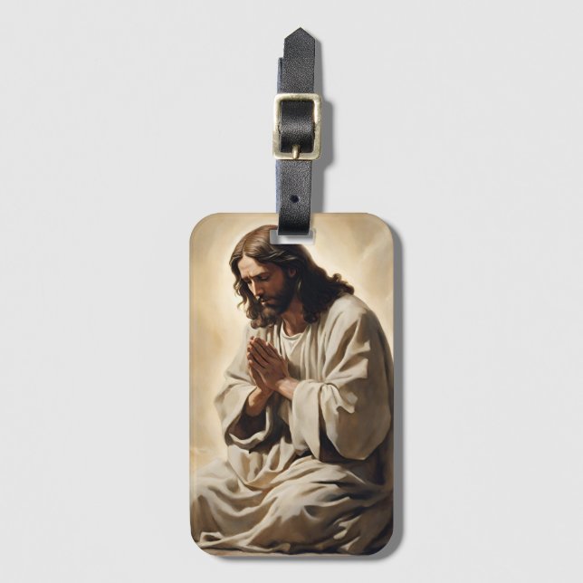 Jesus Praying Luggage Tag Bagagebricka (Framsida vertikal)