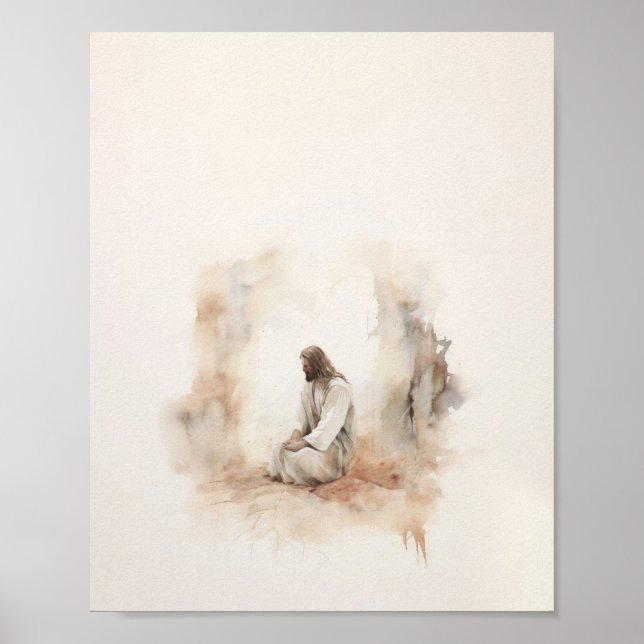 Jesus Praying - Modern Watercolor Christian Poster (Framsidan)