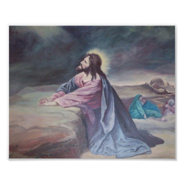 Jesus Praying på Gethsemane Fototryck (Framsidan)