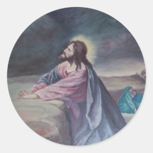 Jesus Praying på Gethsemane Runt Klistermärke