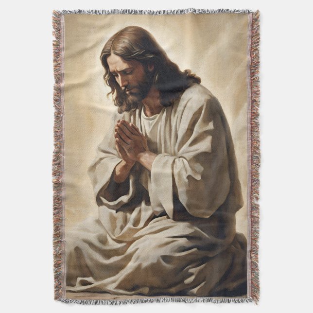 Jesus Praying Throw Blanket Filt (Framsidan Vertikal)