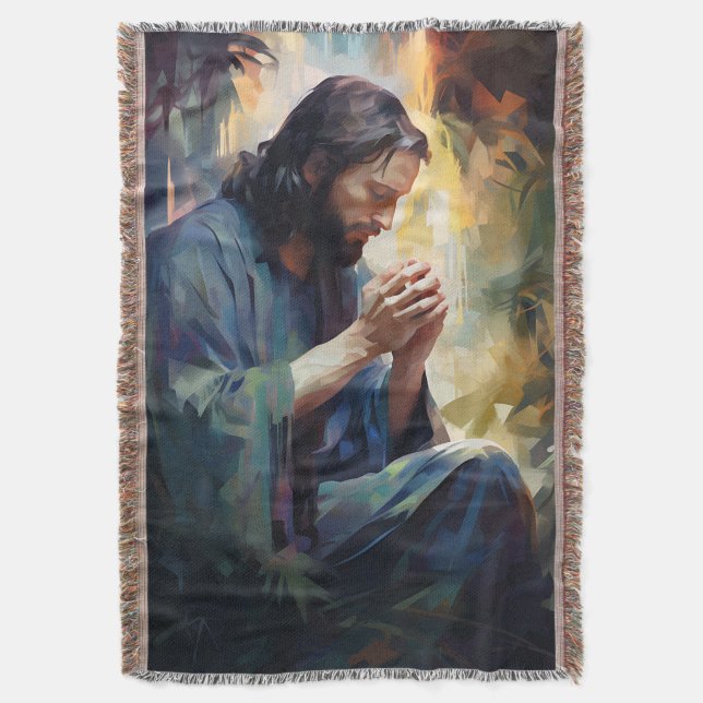 Jesus Praying Throw Blanket Filt (Framsidan Vertikal)
