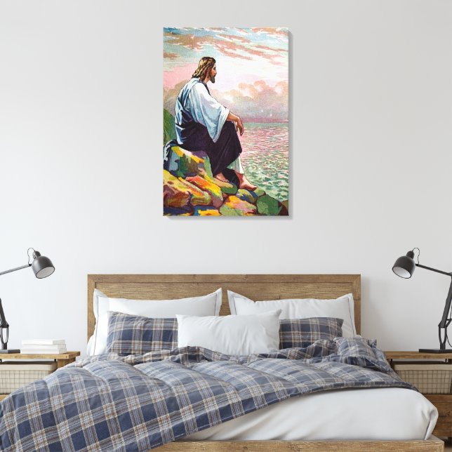 Jesus Prays av Himself Matthew 14:22-23 Canvas (Insitu (sovrum))
